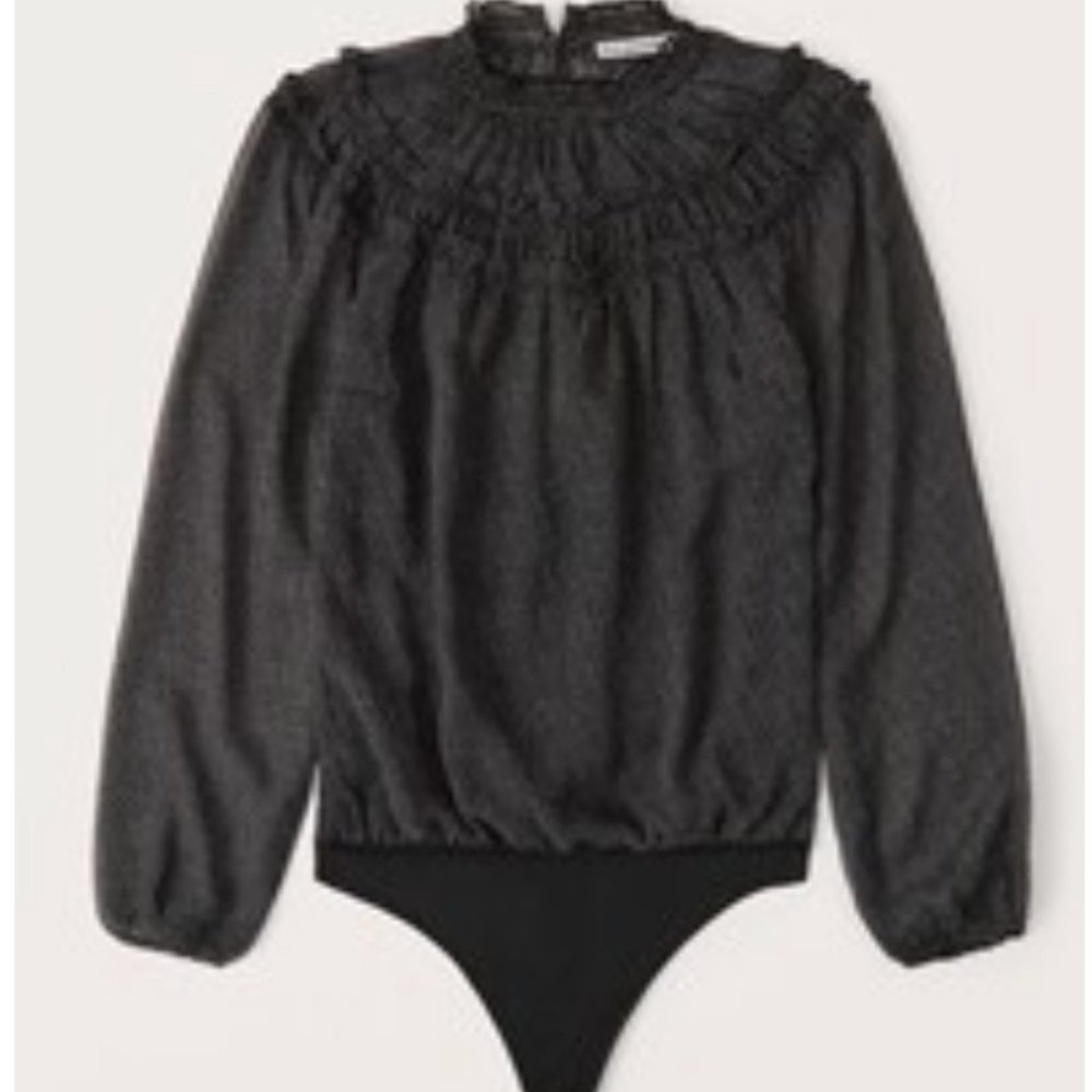 NWOT Abercrombie Long-Sleeve High-Neck Chiffon Bodysuit